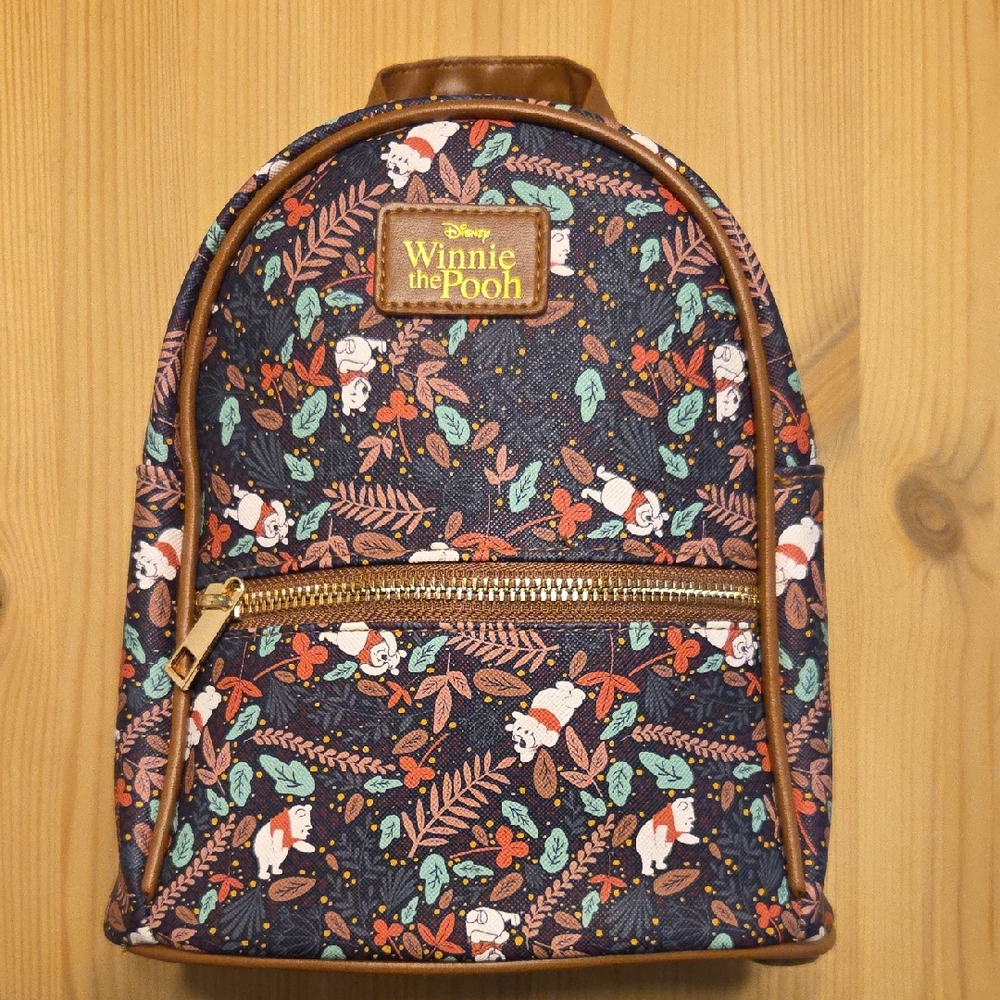 Disney Winnie the Pooh Floral Forest Mini Backpack - Navy/Brown New Never Used